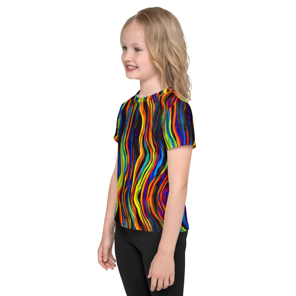 Celestial Waves on Kids Crew Neck T-Shirt — Left