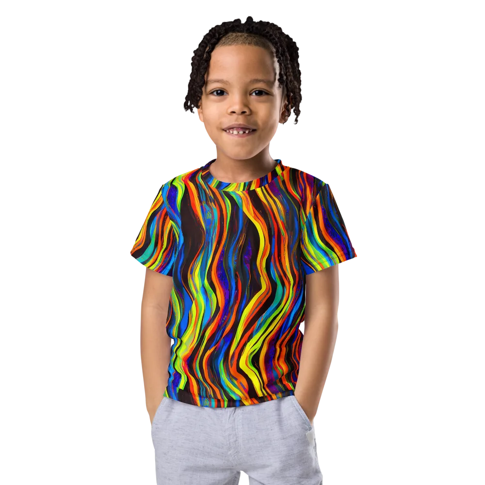 Celestial Waves on Kids Crew Neck T-Shirt — Front