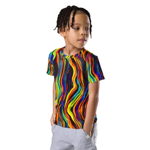 Celestial Waves on a Kids Crew Neck T-Shirt
