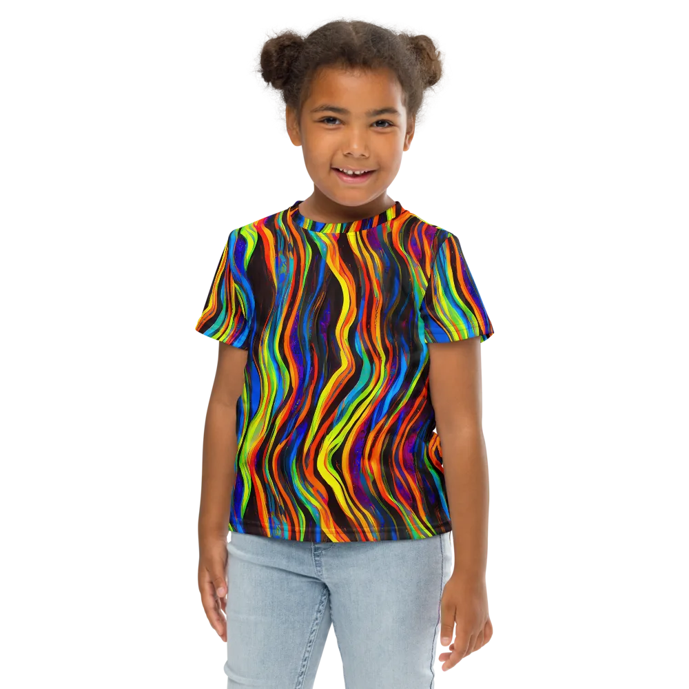 Celestial Waves on Kids Crew Neck T-Shirt — Front