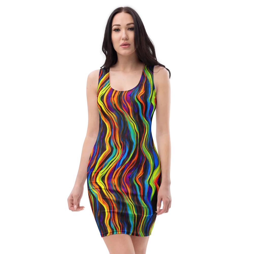 Celestial Waves on Bodycon Dress — Front