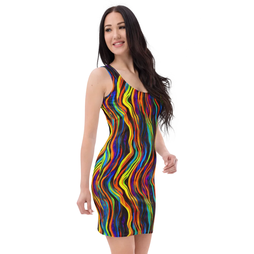 Celestial Waves on Bodycon Dress — Right Front