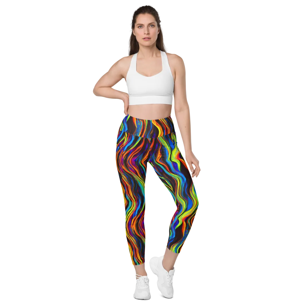 Celestial Waves on Leggings with Pockets — Front