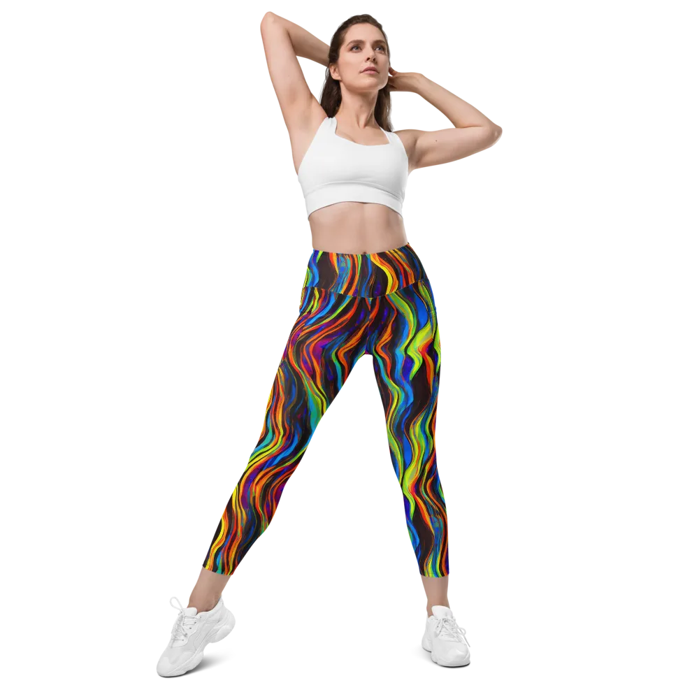 Celestial Waves on Leggings with Pockets — Front