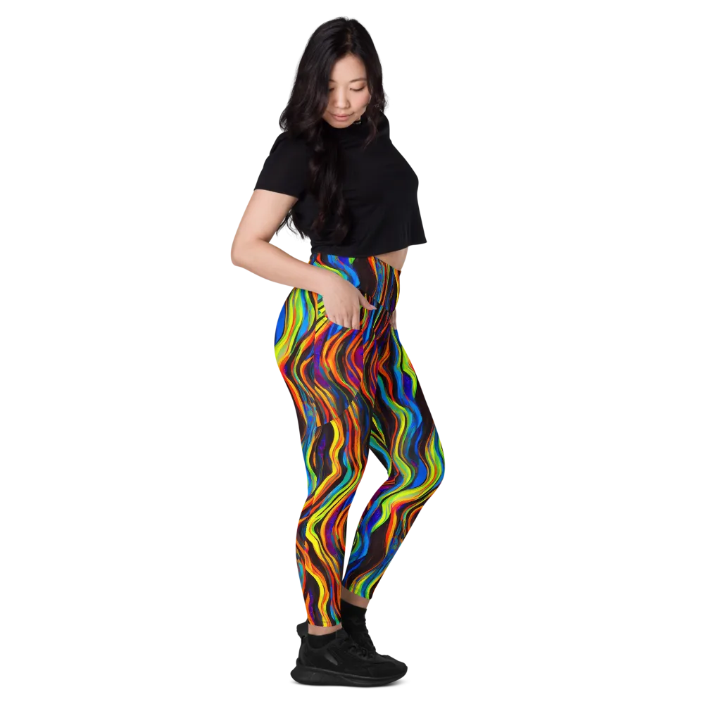Celestial Waves on Leggings with Pockets — Right