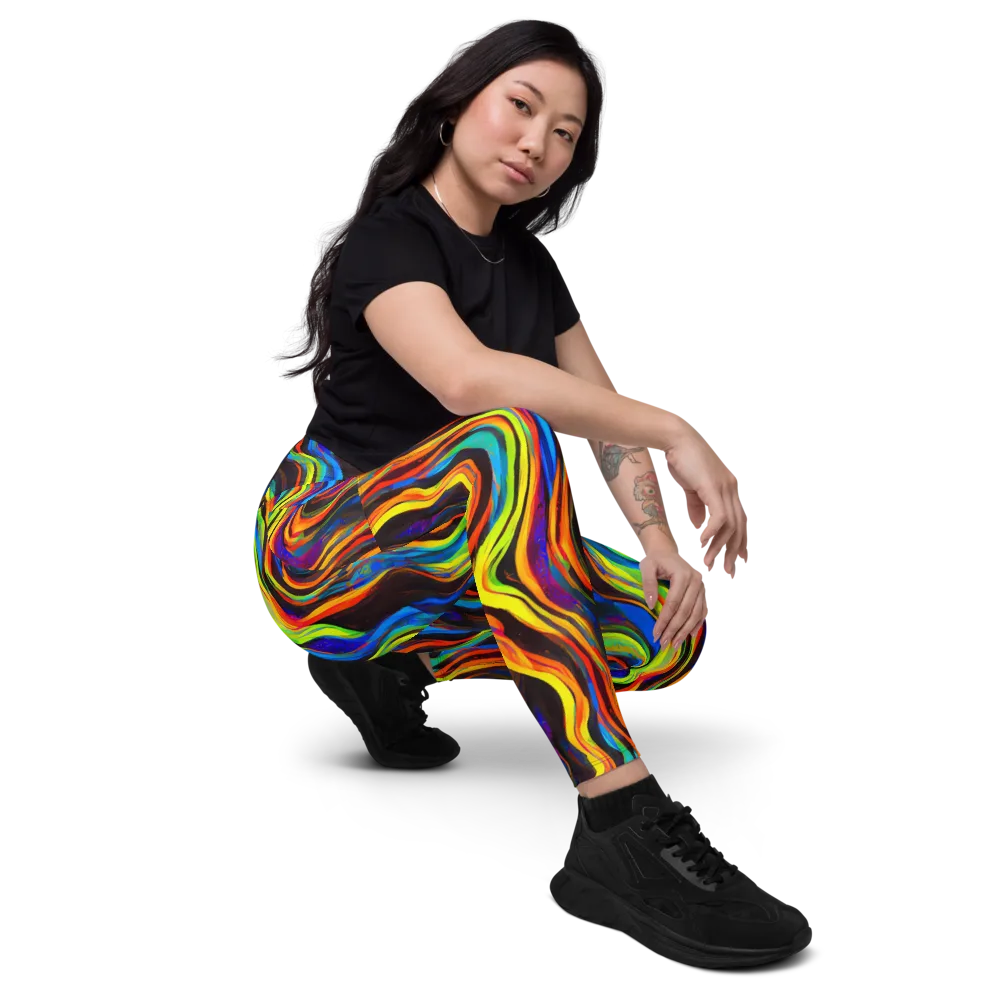 Celestial Waves on Leggings with Pockets — Right Front