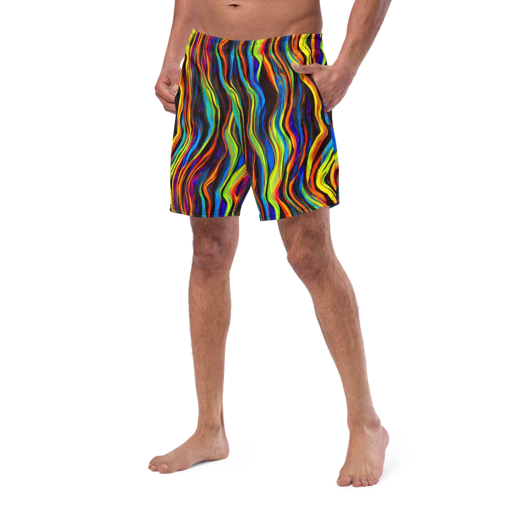 Celestial Waves on Swim Trunks — Left Front