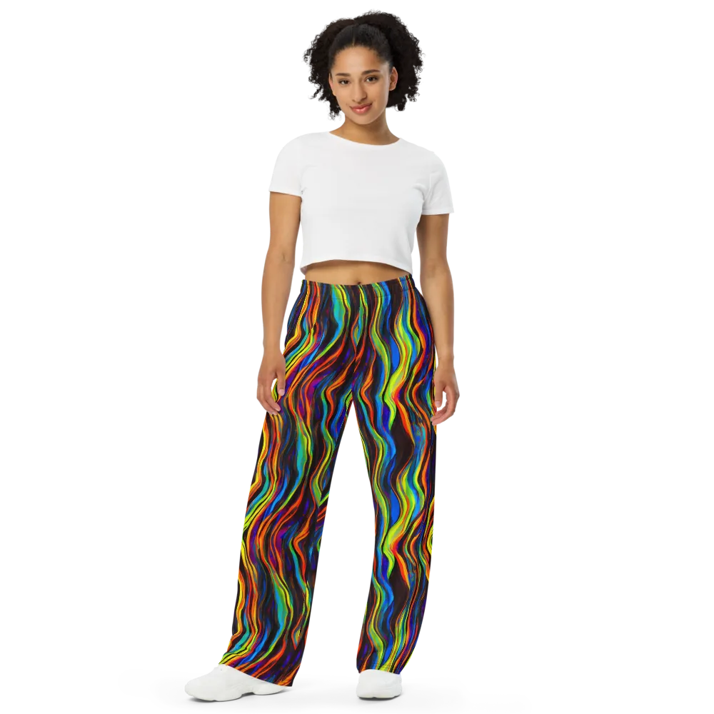 Celestial Waves on Wide-Leg Pants — Front