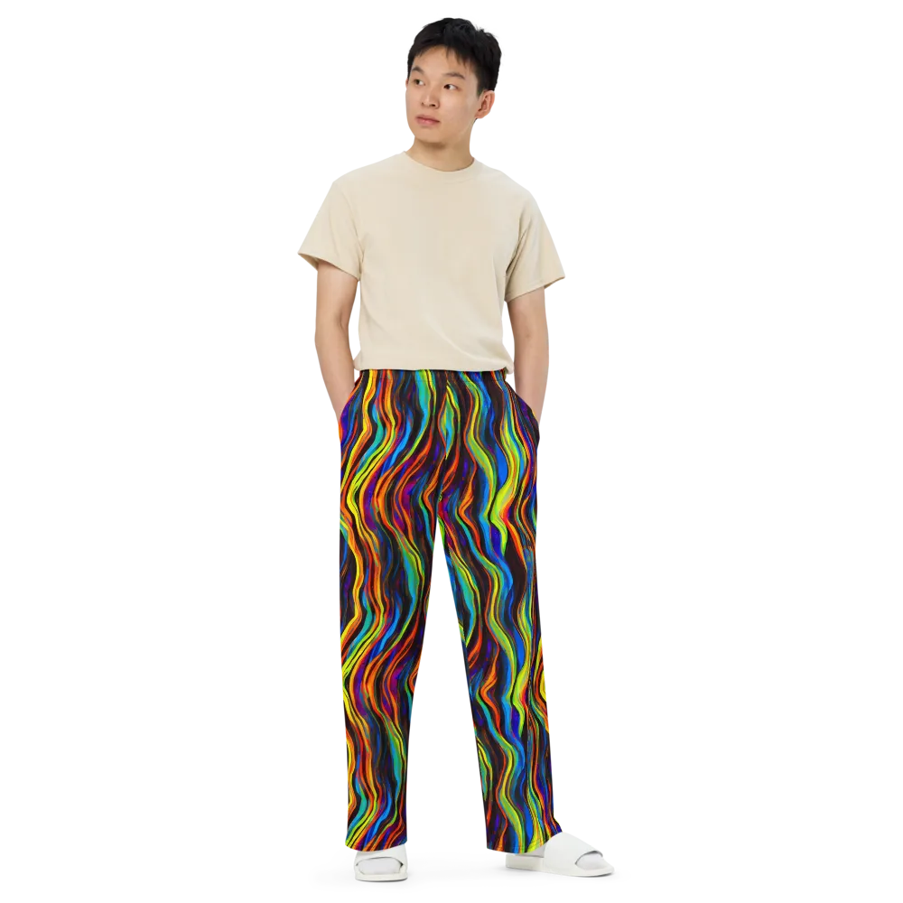 Celestial Waves on Wide-Leg Pants — Front