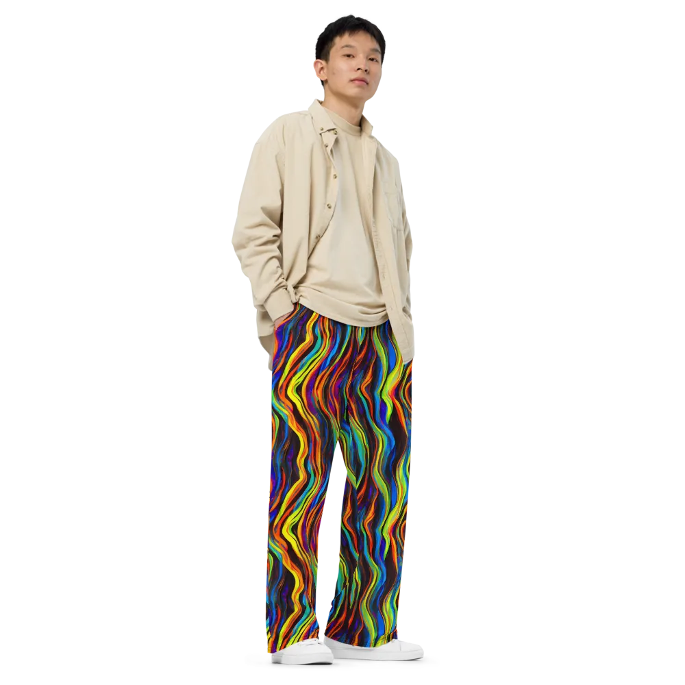 Celestial Waves on Wide-Leg Pants — Right Front