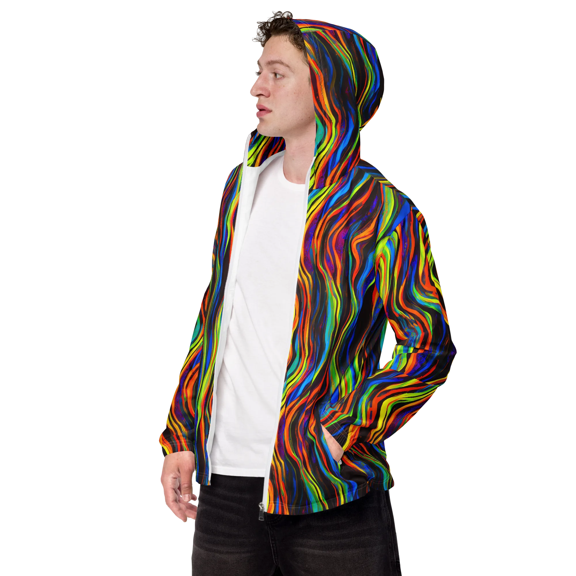 Celestial Waves on Men's Windbreaker — Left Front