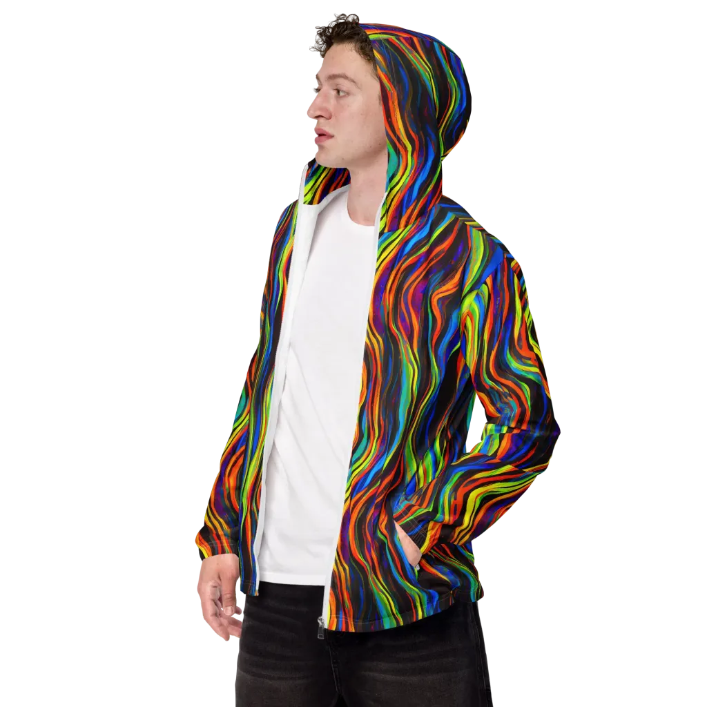 Celestial Waves on Men's Windbreaker — Left Front