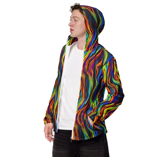 Celestial Waves on a Men's Windbreaker