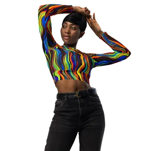 Celestial Waves on a Long Sleeve Crop Top
