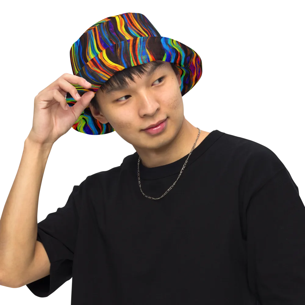 Celestial Waves on Reversible Bucket Hat — Front Inside