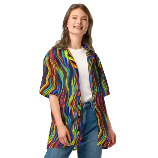 Celestial Waves on a Button Shirt