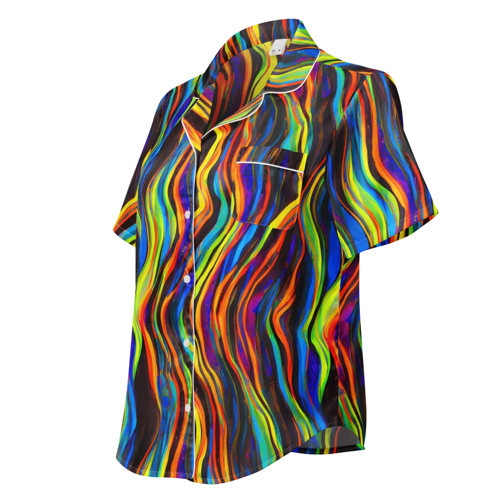 Celestial Waves on Women's Short Sleeve Pajama Top — Left Front