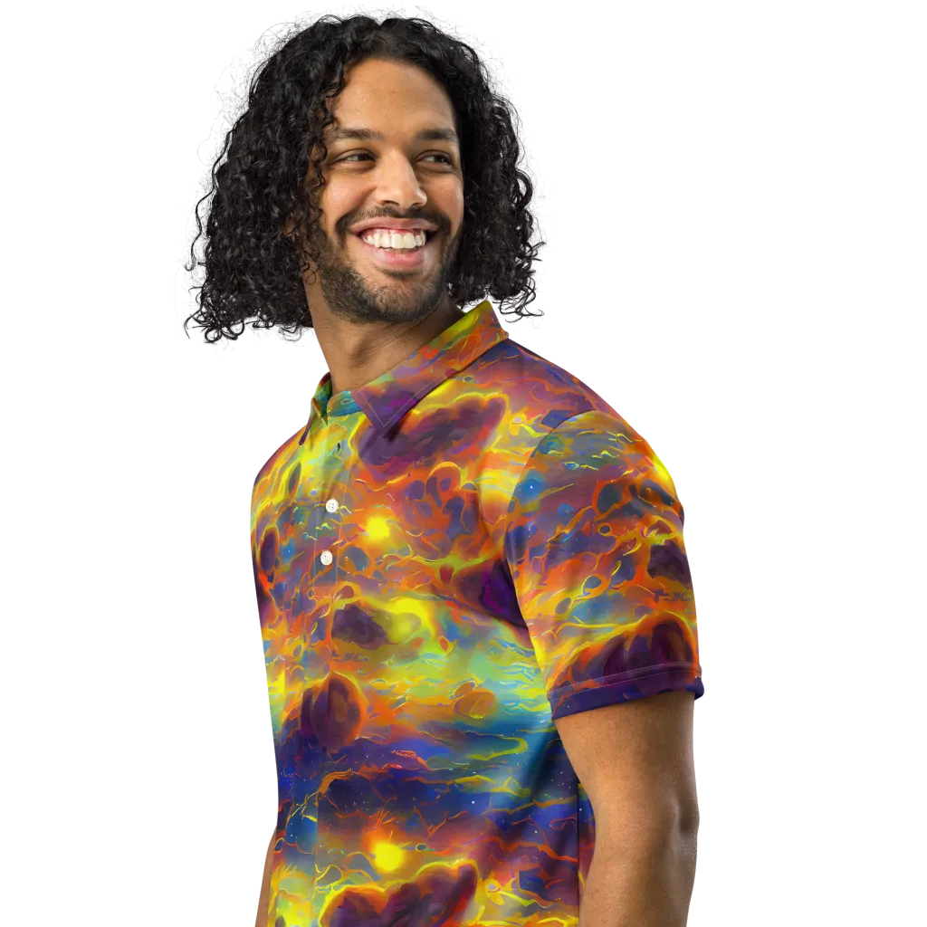 Averin's Nebula on Men's Slim Fit Polo Shirt — Left Front