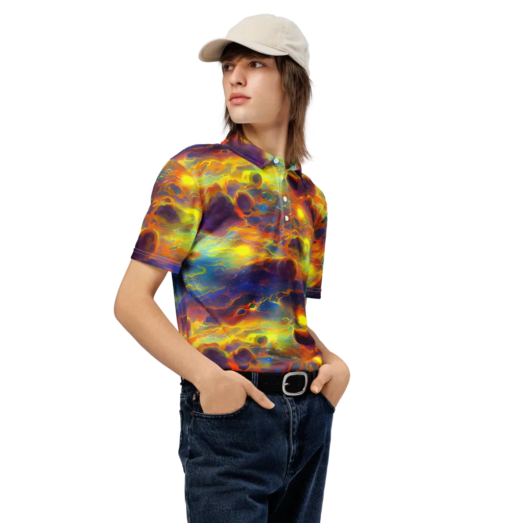Averin's Nebula on Men's Slim Fit Polo Shirt — Right Front