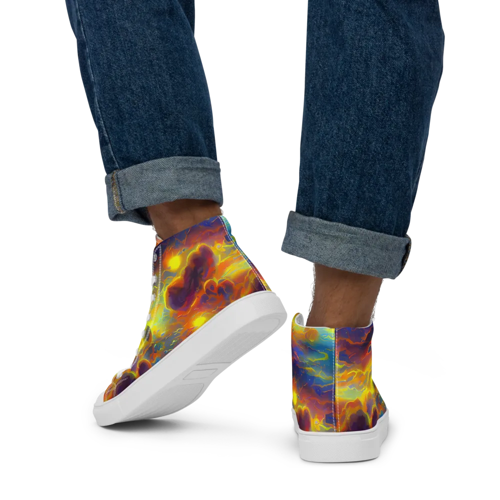Averin's Nebula on Men's High Top Canvas Shoes — Back