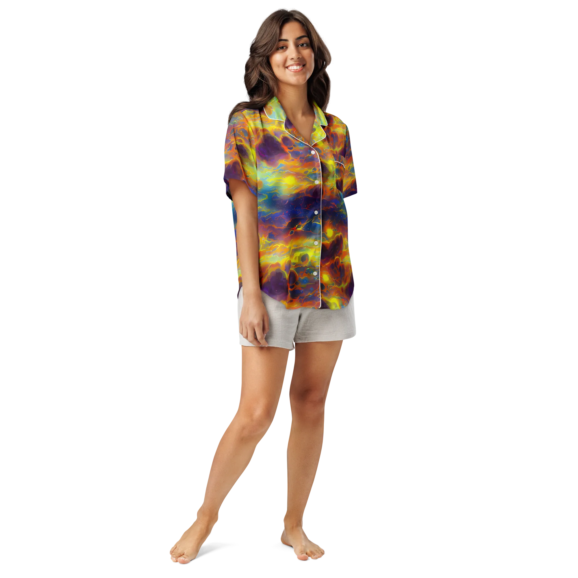 Averin's Nebula on Women's Short Sleeve Pajama Top — Front