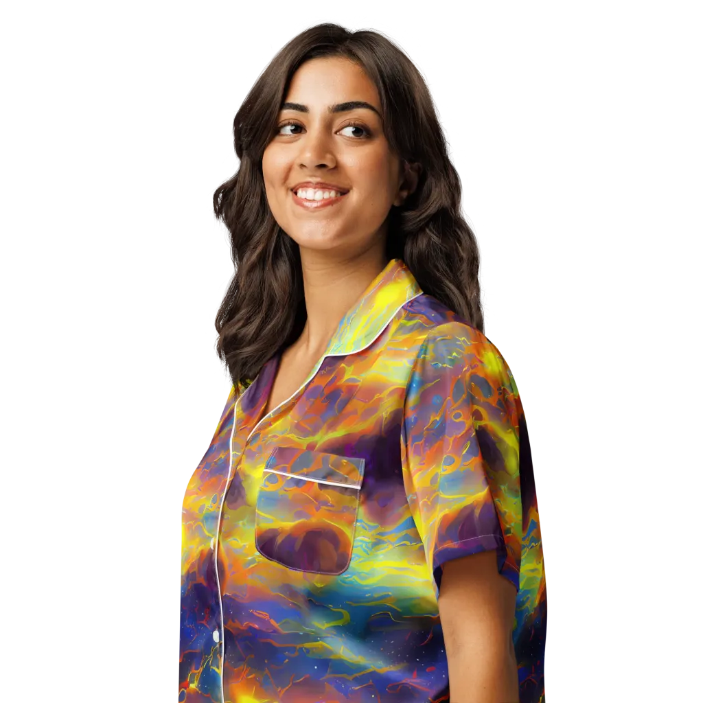 Averin's Nebula on Women's Short Sleeve Pajama Top — Left Front
