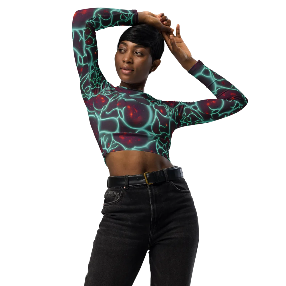 Kerstens Circuit on Long Sleeve Crop Top — Front
