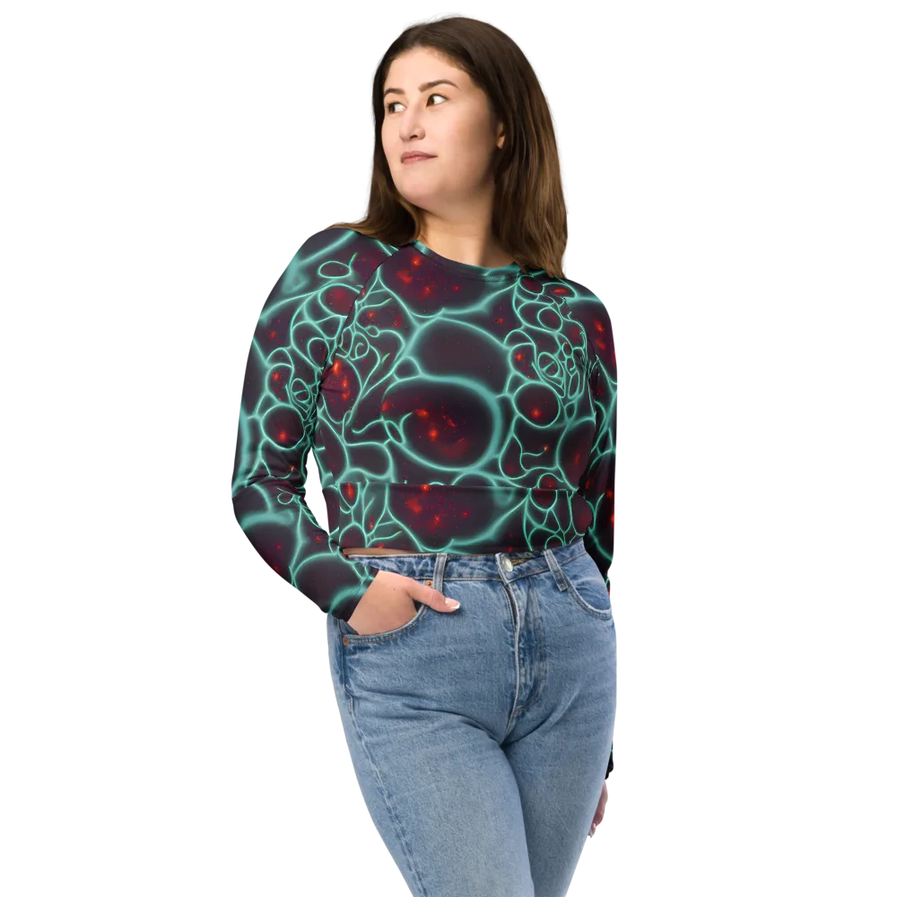 Kerstens Circuit on Long Sleeve Crop Top — Front
