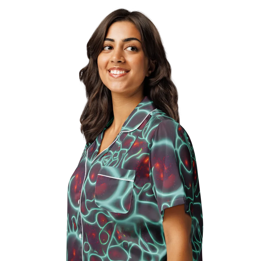 Kerstens Circuit on Women's Short Sleeve Pajama Top — Left Front