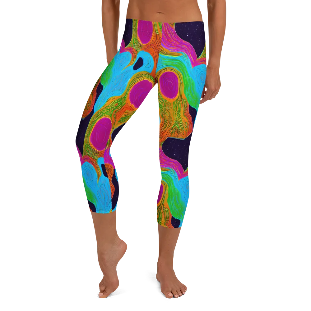 Galactic Harmony on Capri Leggings — Front
