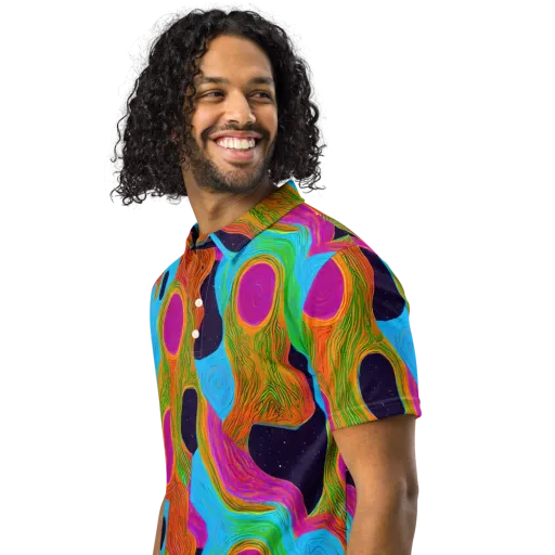 Galactic Harmony on a Men's Slim Fit Polo Shirt