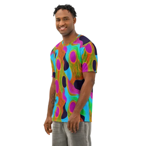 Galactic Harmony on a Men's Cotton Crew Neck T-Shirt