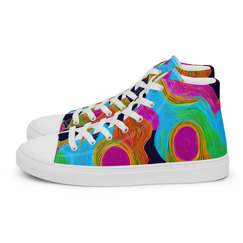Galactic Harmony on Men's High Top Canvas Shoes — Left