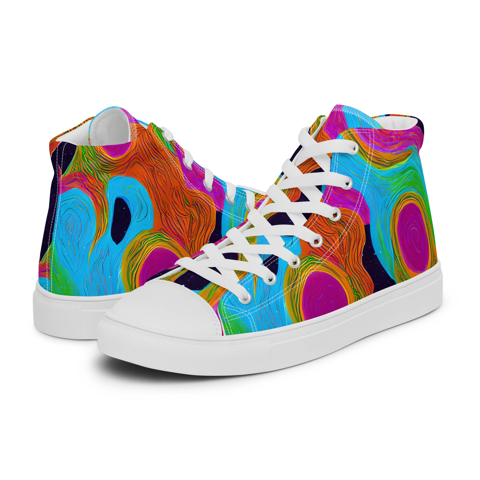 Galactic Harmony on Men's High Top Canvas Shoes — Left