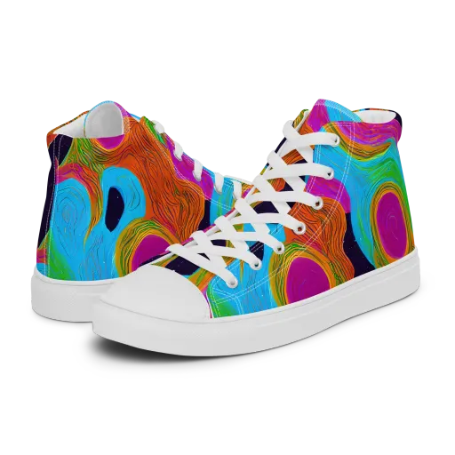 Galactic Harmony on a Men's High Top Canvas Shoes