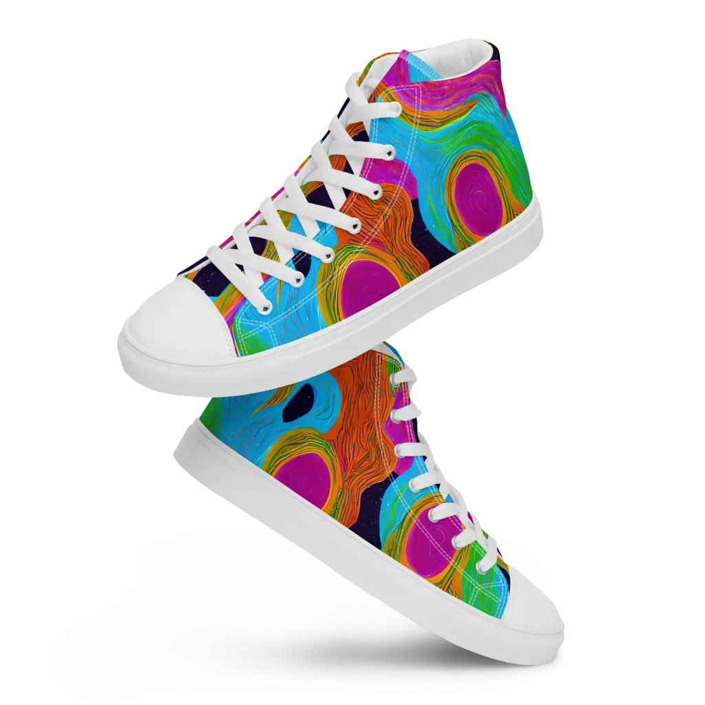 Galactic Harmony on Men's High Top Canvas Shoes — Front