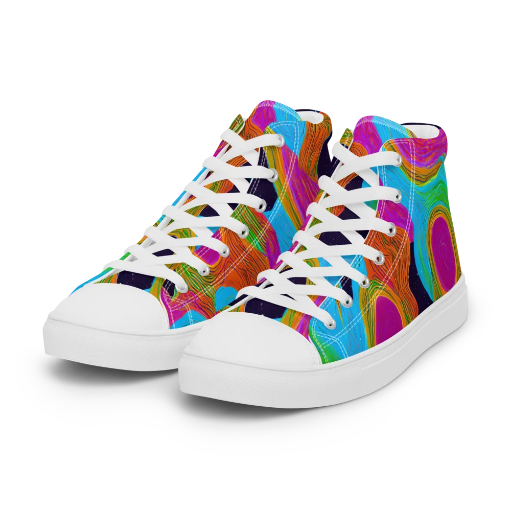 Galactic Harmony on Women's High Top Canvas Shoes — Left Front