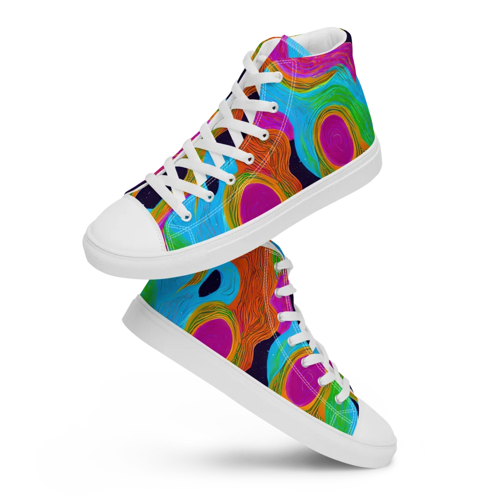 Galactic Harmony on Women's High Top Canvas Shoes — Front