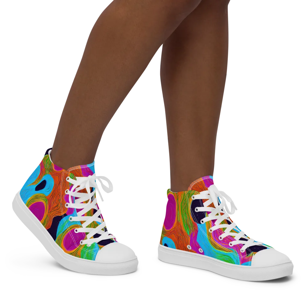 Galactic Harmony on Women's High Top Canvas Shoes — Right