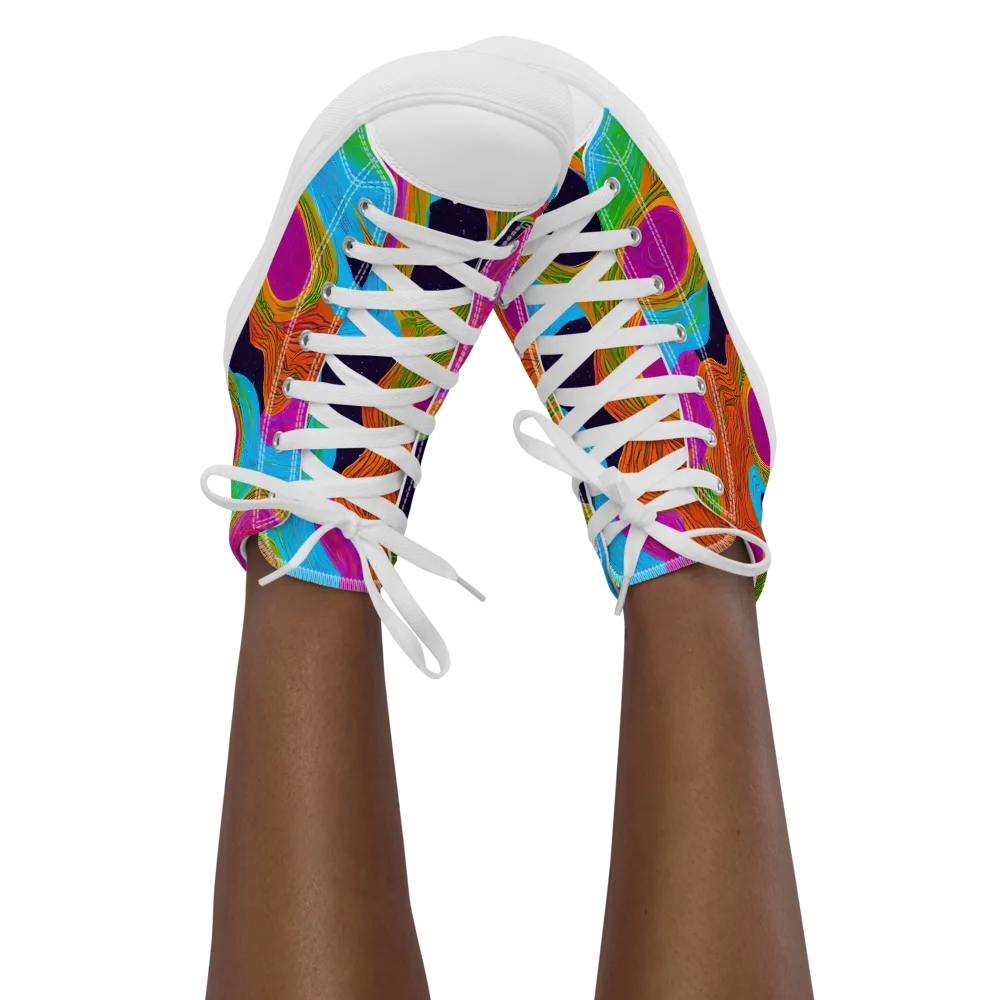 Galactic Harmony on Women's High Top Canvas Shoes — Front