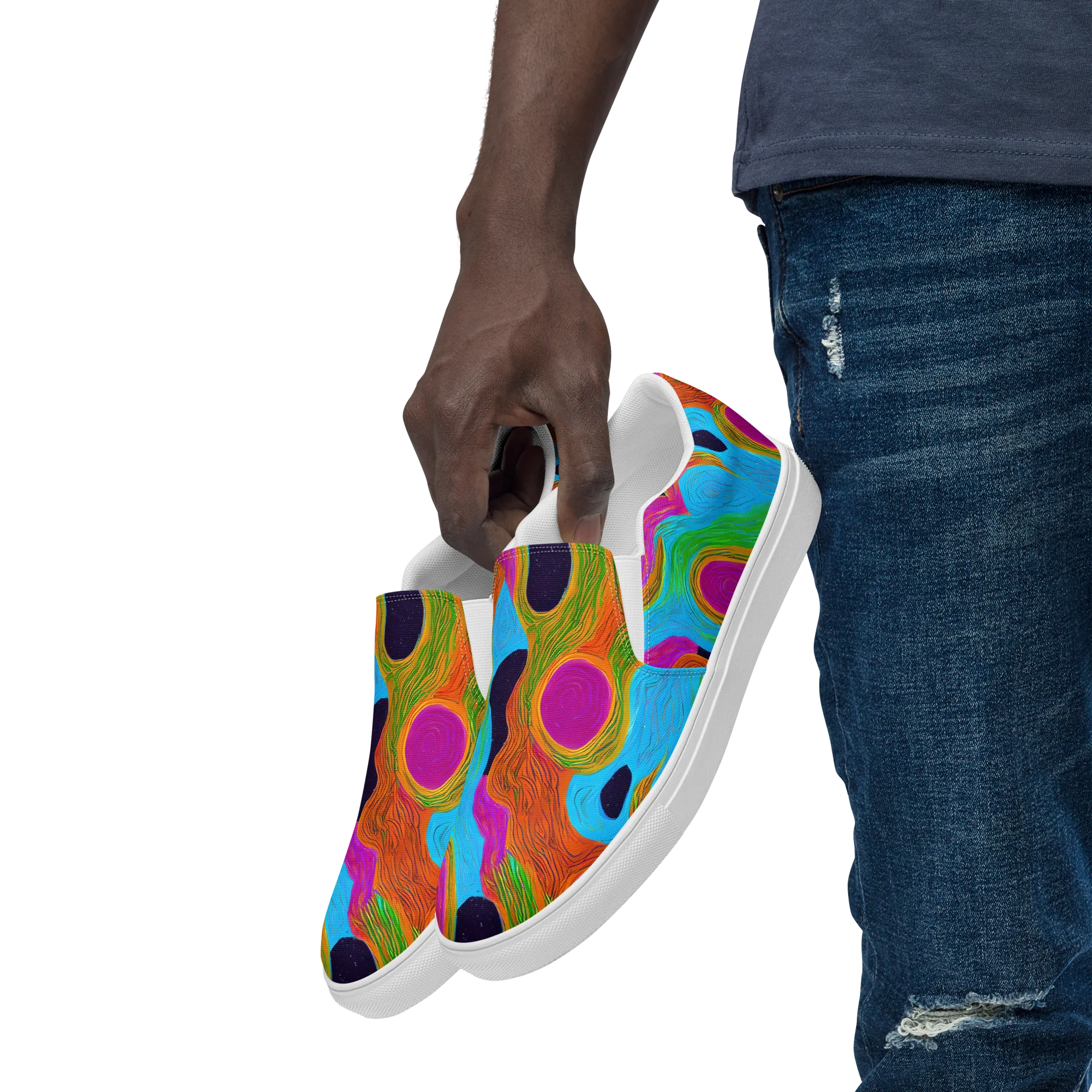 Galactic Harmony on Men's Slip-On Canvas Shoes — Left Front
