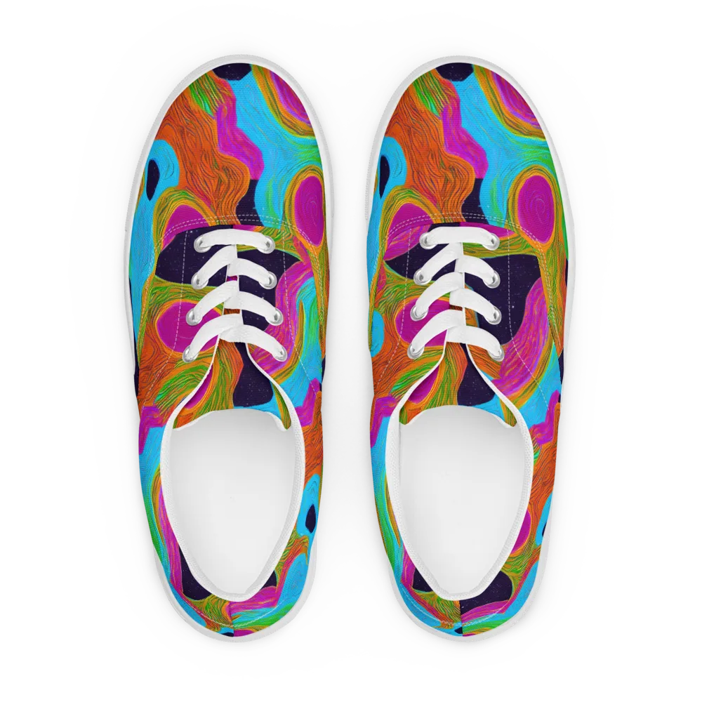 Galactic Harmony on Men's Lace-Up Canvas Shoes — Front