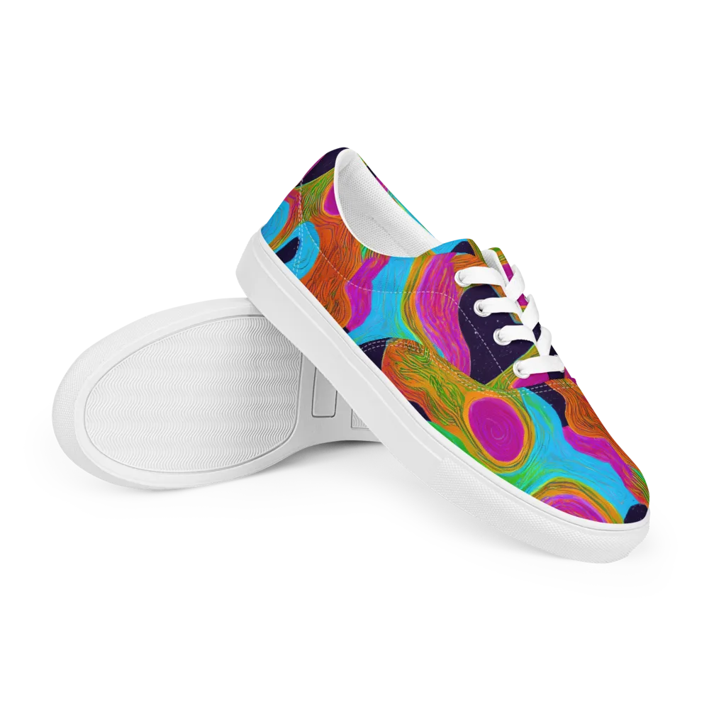 Galactic Harmony on Men's Lace-Up Canvas Shoes — Right Front