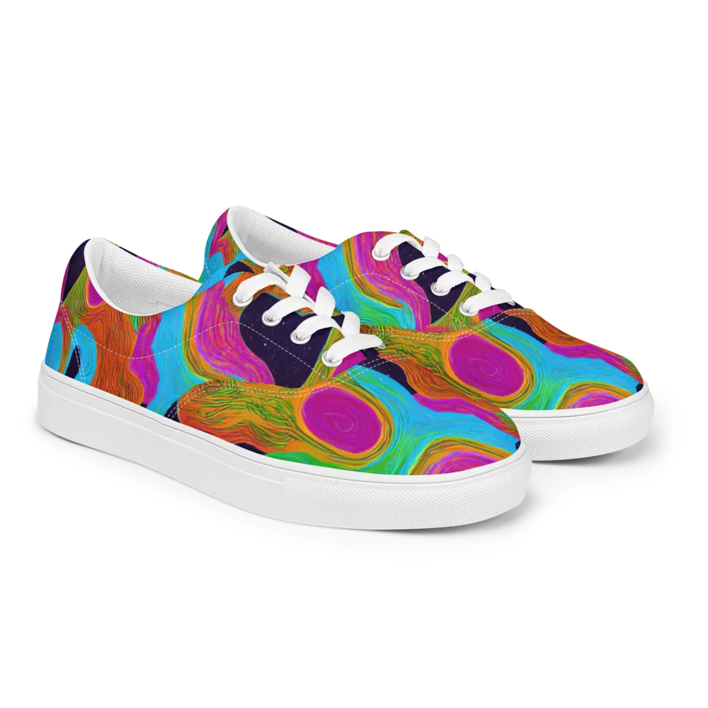 Galactic Harmony on Men's Lace-Up Canvas Shoes — Right Front