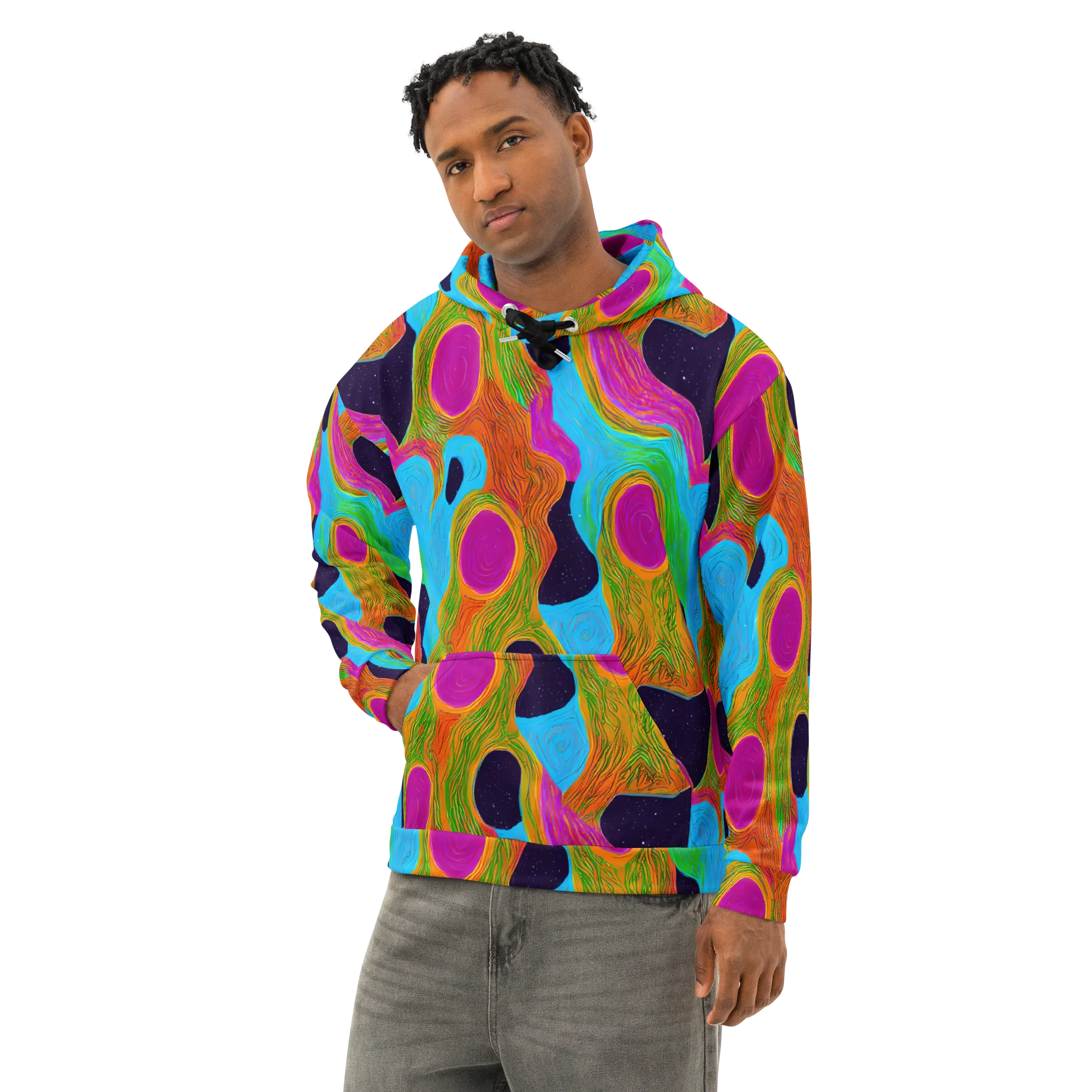 Galactic Harmony on Cotton Hoodie — Left Front