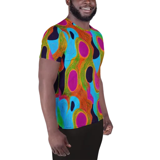 Galactic Harmony on a Men's Athletic T-Shirt