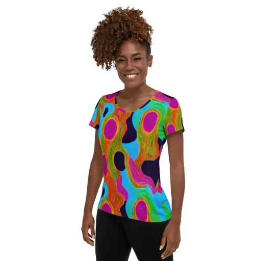 Galactic Harmony on a Women's Athletic T-Shirt