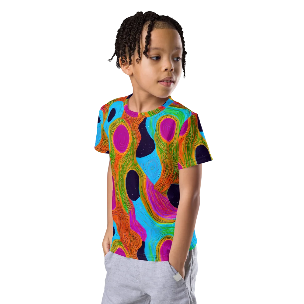 Galactic Harmony on Kids Crew Neck T-Shirt — Left Front