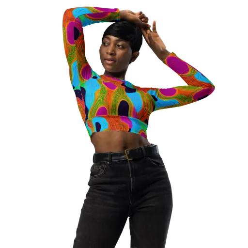 Galactic Harmony on a Long Sleeve Crop Top