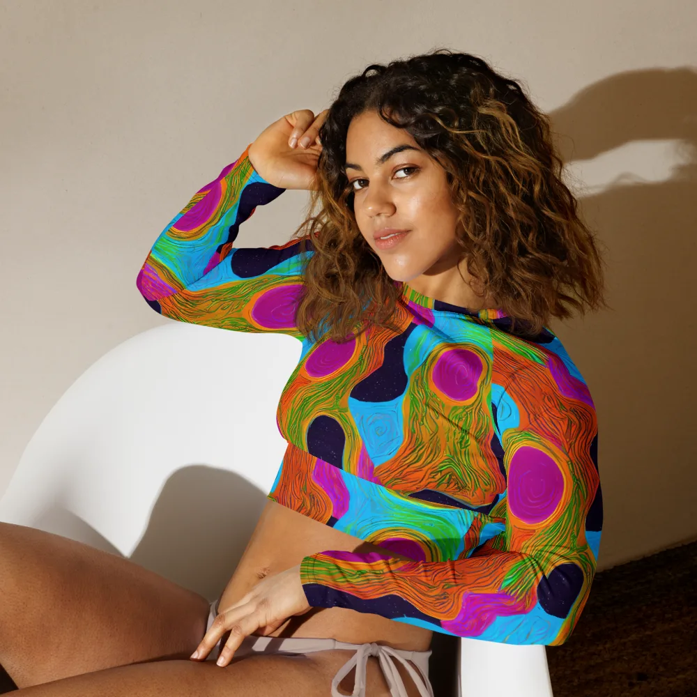 Galactic Harmony on Long Sleeve Crop Top — Left Front